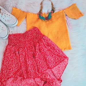 Flirty Red& White Speckled Shorts (high-low cut) Acc. Sold Separately